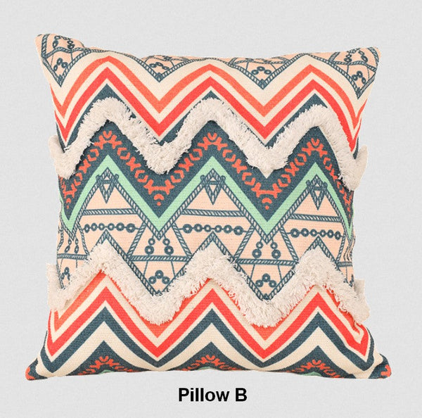 Oriental Decorative Throw Pillows for Living Room, Square Pillows for Couch, Geometric Modern Pillow Covers, Bohemian Decorative Sofa Pillows-Silvia Home Craft