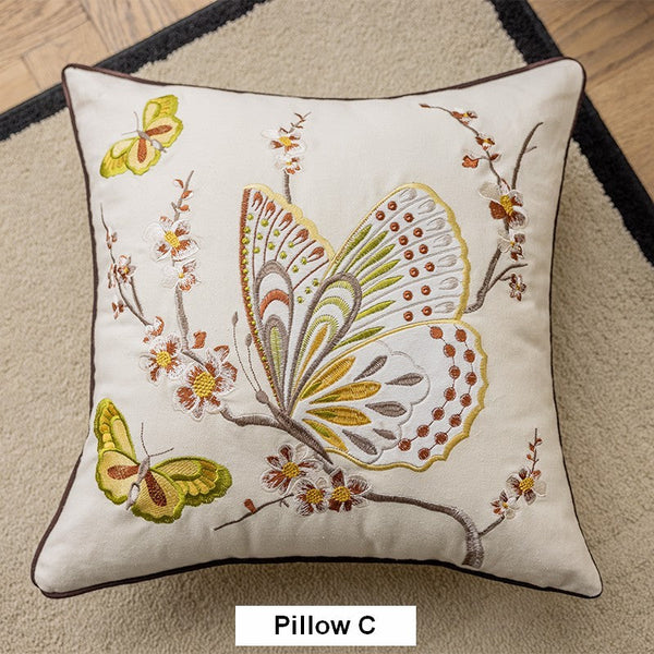 Butterfly Dragonfly Cotton and linen Pillow Cover, Modern Decorative Pillows for Couch, Decorative Throw Pillows for Living Room, Decorative Sofa Pillows-Silvia Home Craft