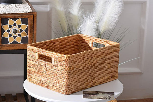 Laundry Storage Baskets, Rattan Storage Baskets for Kitchen, Storage Basket for Shelves, Kitchen Storage Basket, Storage Baskets for Bathroom-Silvia Home Craft