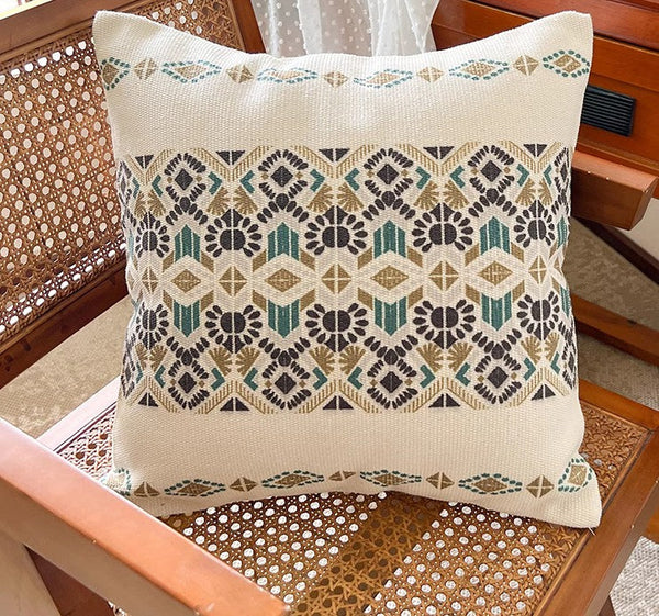 Modern Square Pillows for Couch, Geometric Modern Pillow Covers, Oriental Decorative Throw Pillows for Dining Room, Bohemian Decorative Sofa Pillows-Silvia Home Craft