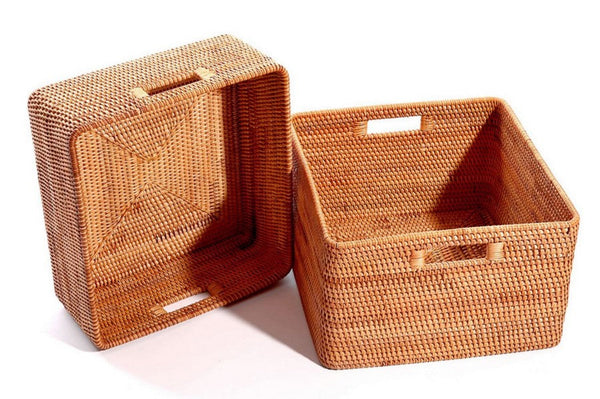 Laundry Storage Baskets, Rattan Storage Baskets for Kitchen, Storage Basket for Shelves, Kitchen Storage Basket, Storage Baskets for Bathroom-Silvia Home Craft