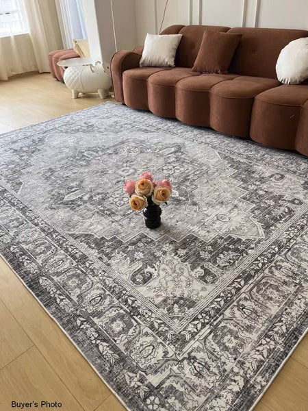 Gray Persain Rugs for Bedroom, Traditional Persian Rug, Vintage Area Rugs for Dining Room, Extra Large Vintage Persian Rugs, Oversized Area Rugs for Living Room-Silvia Home Craft