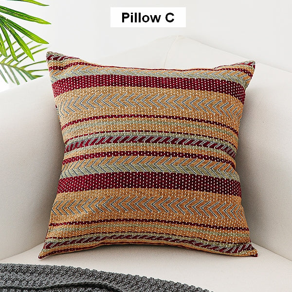 Oriental Throw Pillow for Couch, Bohemian Decorative Sofa Pillows, Geometric Pattern Chenille Throw Pillows-Silvia Home Craft