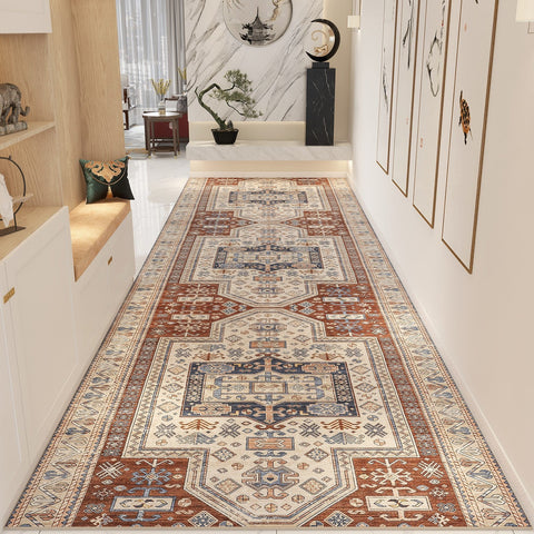 Bedside Runner Rugs, Washable Entryway Runner Rug Ideas, Non Slip Entrance Runner Rugs, Traditional Morocco Long Narrow Runner Rugs, Extra Long Hallway Runners-Silvia Home Craft