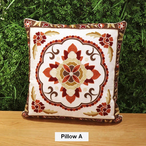 Cotton Flower Decorative Pillows, Sofa Decorative Pillows, Embroider Flower Cotton Pillow Covers, Farmhouse Decorative Throw Pillows for Couch-Silvia Home Craft