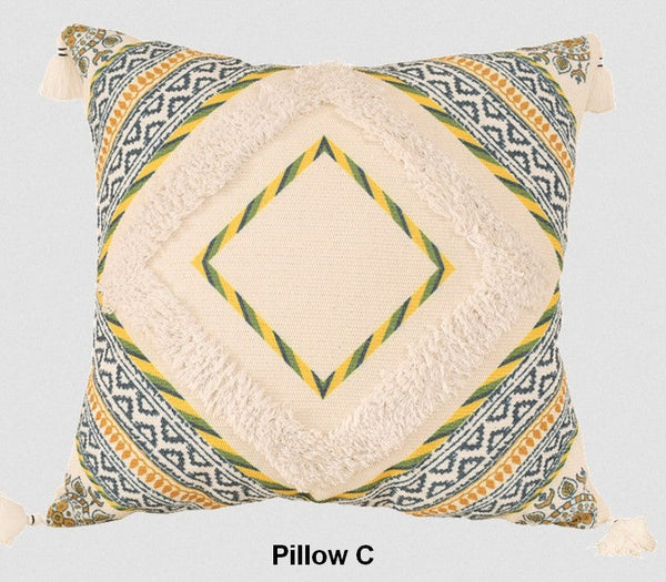 Oriental Decorative Throw Pillows for Living Room, Square Pillows for Couch, Geometric Modern Pillow Covers, Bohemian Decorative Sofa Pillows-Silvia Home Craft