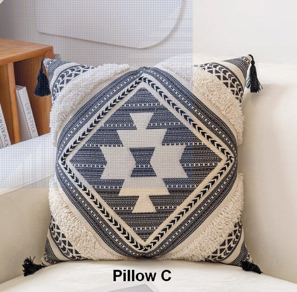 Square Pillows for Couch, Geometric Modern Pillow Covers, Oriental Decorative Throw Pillows for Living Room, Bohemian Decorative Sofa Pillows-Silvia Home Craft