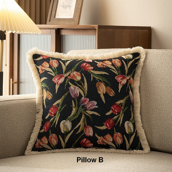 Tulip Flower Pillow Covers, Large Flower Decorative Pillows for Bedroom, Decorative Sofa Pillows for Couch, Farmhouse Decorative Pillows-Silvia Home Craft