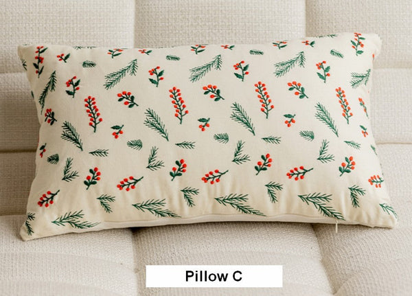 Decorative Pillows for Couch, Farmhouse Decorative Pillows for Sofa, Embroider Flower Cotton Pillow Covers, Spring Flower Decorative Pillows for Bedroom-Silvia Home Craft