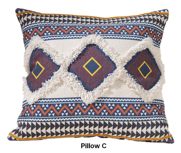 Bohemian Decorative Sofa Pillows for Bedroom, Decorative Square Pillow Covers, Geometric Pattern Decorative Pillow for Couch-Silvia Home Craft