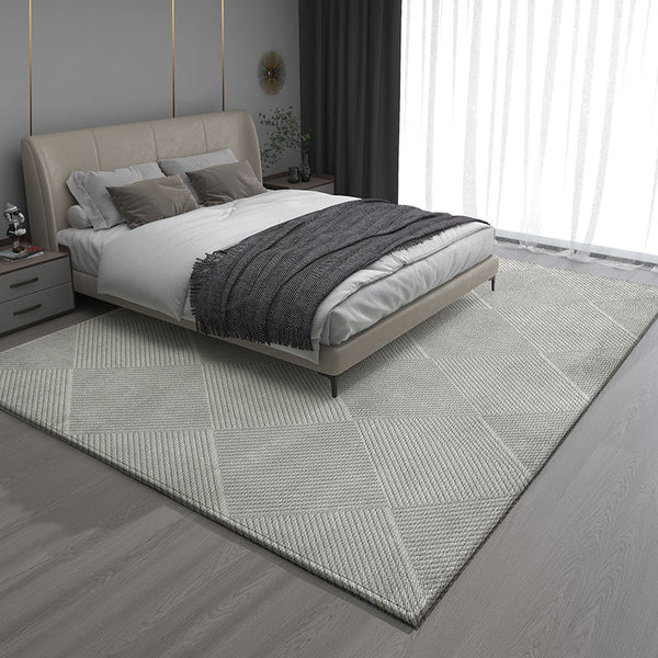 Gray Contemporary Modern Rugs for Living Room, Extra Large Modern Rugs for Bedroom, Geometric Modern Rug Placement Ideas for Dining Room-Silvia Home Craft