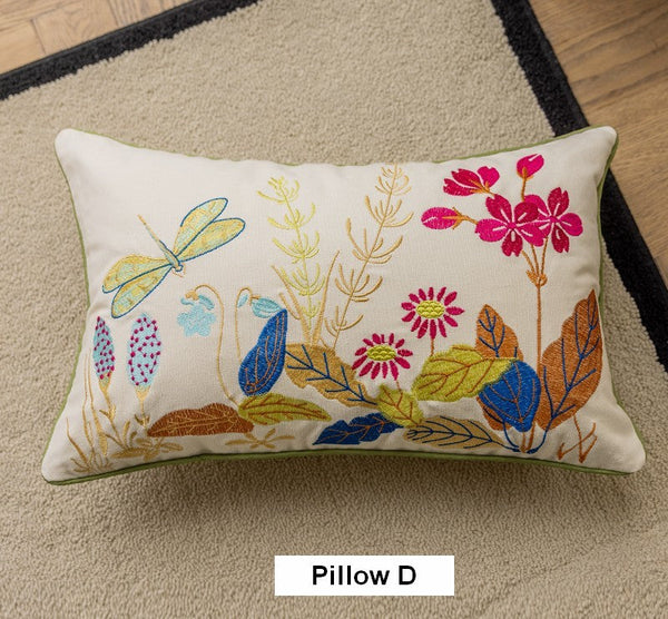 Butterfly Dragonfly Cotton and linen Pillow Cover, Modern Decorative Pillows for Couch, Decorative Throw Pillows for Living Room, Decorative Sofa Pillows-Silvia Home Craft