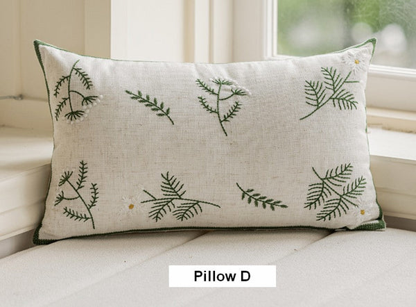 Spring Flower Decorative Pillows for Dining Room, Embroider Flower Cotton Pillow Covers, Decorative Pillows for Sofa, Farmhouse Decorative Pillows for Couch-Silvia Home Craft