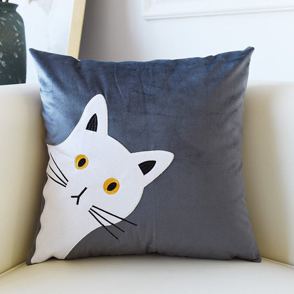 Modern Decorative Throw Pillows, Lovely Cat Pillow Covers for Kid's Room, Modern Sofa Decorative Pillows, Cat Decorative Throw Pillows for Couch-Silvia Home Craft