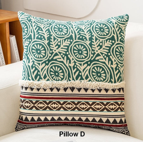 Oriental Square Pillows for Couch, Geometric Modern Pillows, Decorative Throw Pillows for Living Room, Bohemian Decorative Sofa Pillows-Silvia Home Craft