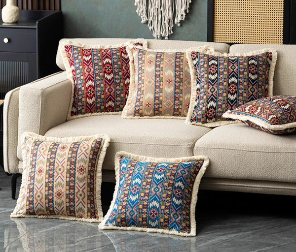 Bohemian Decorative Sofa Pillows for Living Room, Oriental Throw Pillow for Couch, Modern Geometric Decorative Throw Pillows for Bedroom-Silvia Home Craft