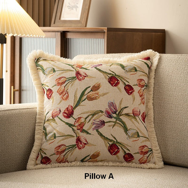 Tulip Flower Pillow Covers, Large Flower Decorative Pillows for Bedroom, Decorative Sofa Pillows for Couch, Farmhouse Decorative Pillows-Silvia Home Craft