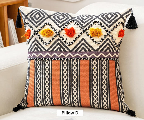 Unique Oriental Square Pillows for Bedroom, Geometric Modern Pillow Covers, Bohemian Decorative Sofa Pillows, Decorative Throw Pillows for Couch-Silvia Home Craft