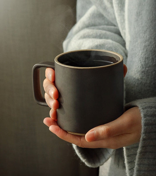 Large Capacity Coffee Mugs, Unique Tea Cup, Large Modern Handmade Pottery Coffee Cup, Creative White Black Ceramic Coffee Mugs-Silvia Home Craft