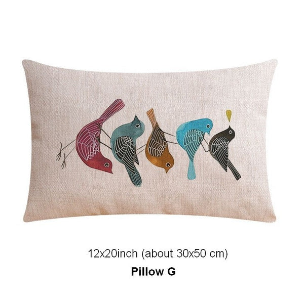 Large Decorative Pillow Covers, Decorative Sofa Pillows for Children's Room, Love Birds Throw Pillows for Couch, Singing Birds Decorative Throw Pillows-Silvia Home Craft