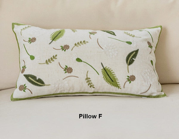 Spring Flower Decorative Throw Pillows, Decorative Pillows for Couch, Farmhouse Sofa Decorative Pillows, Embroider Flower Cotton Pillow Covers-Silvia Home Craft