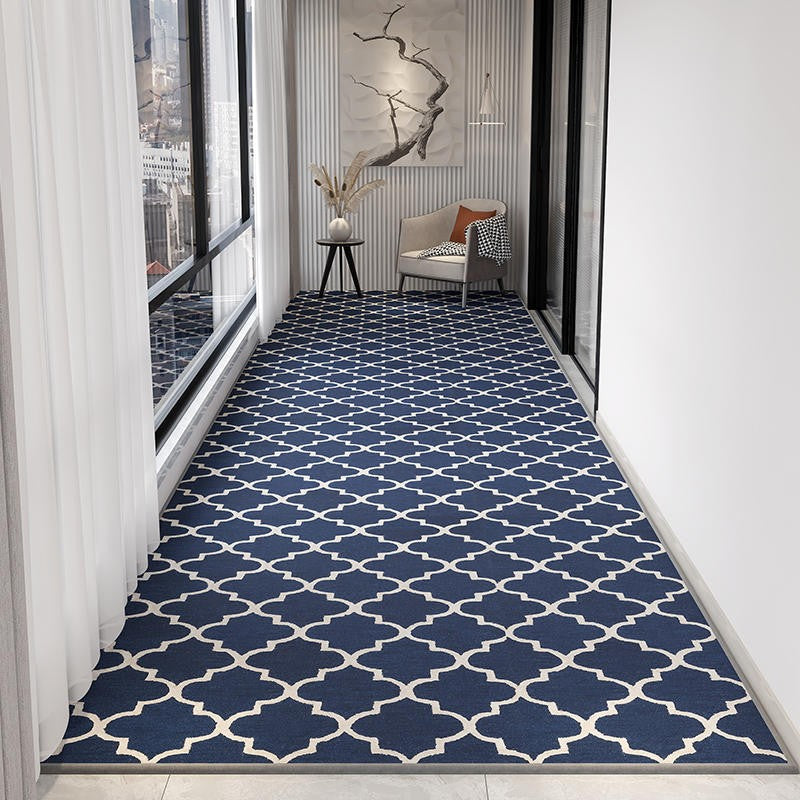 Stain-resistant Non Slip Kitchen Runner Rugs, Modern Long Hallway Runners, Washable Entrance Hallway Runners, Extra Long Narrow Blue Runner Rugs, Contemporary Entryway Runner Rug Ideas-Silvia Home Craft