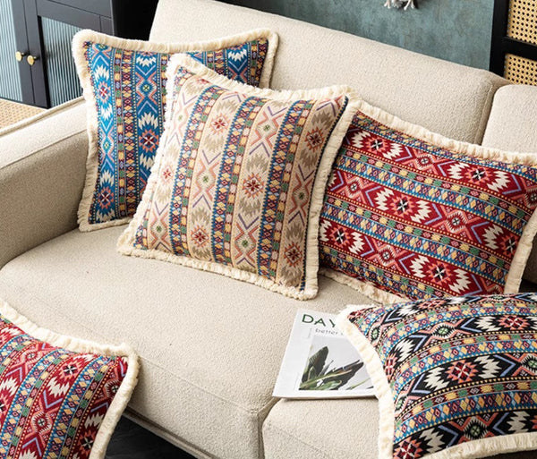 Bohemian Decorative Sofa Pillows for Living Room, Oriental Throw Pillow for Couch, Modern Geometric Decorative Throw Pillows for Bedroom-Silvia Home Craft