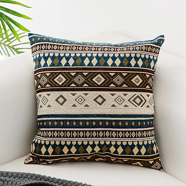 Oriental Throw Pillow for Couch, Bohemian Decorative Sofa Pillows, Geometric Pattern Chenille Throw Pillows-Silvia Home Craft