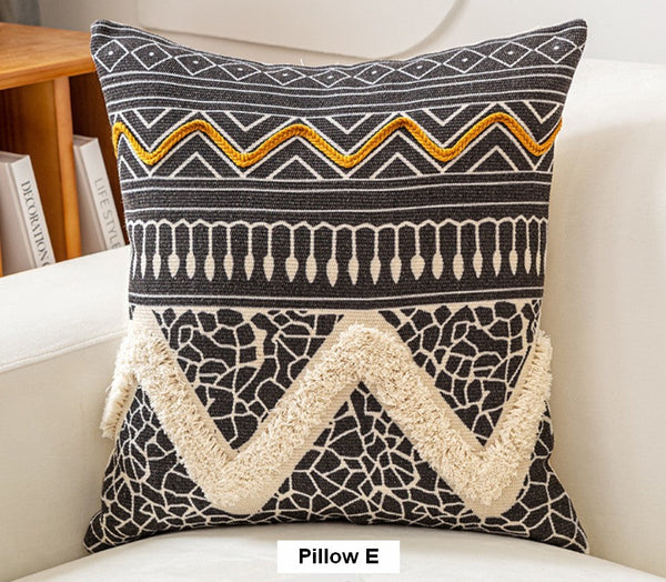 Unique Oriental Square Pillows for Bedroom, Geometric Modern Pillow Covers, Bohemian Decorative Sofa Pillows, Decorative Throw Pillows for Couch-Silvia Home Craft