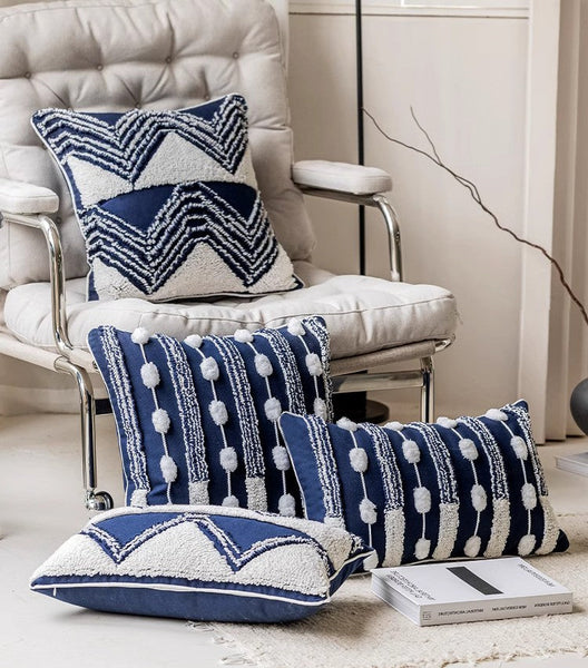 Modern Decorative Pillows for Bedroom, Decorative Pillow Covers, Blue Square Modern Decorative Pillows for Couch, Contemporary Modern Sofa Pillows-Silvia Home Craft