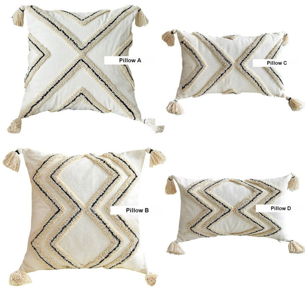 Beige Decorative Throw Pillows, Geometric Square Modern Throw Pillows for Couch, Contemporary Throw Pillow for Interior Design-Silvia Home Craft