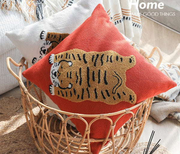 Lovely Tiger Decorative Pillows for Children's Room, Contemporary Modern Sofa Pillow Covers, Square Modern Throw Pillows for Couch, Decorative Pillows for Bedroom-Silvia Home Craft