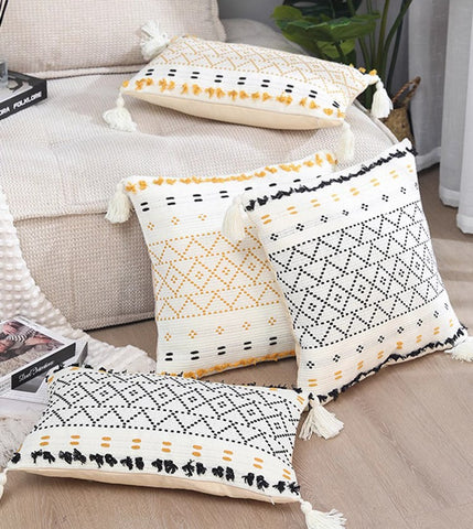 Oriental Decorative Throw Pillows for Bedroom, Square Pillows for Couch, Contemporary Modern Pillow Covers, Bohemian Decorative Sofa Pillows-Silvia Home Craft