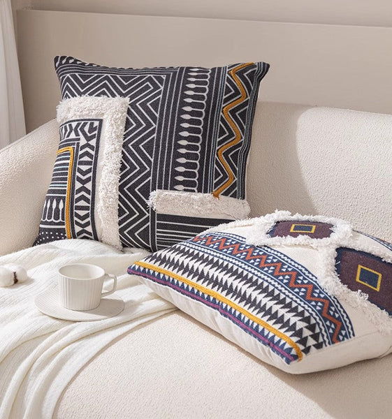 Bohemian Decorative Sofa Pillows for Bedroom, Decorative Square Pillow Covers, Geometric Pattern Decorative Pillow for Couch-Silvia Home Craft