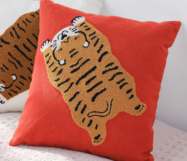 Lovely Tiger Decorative Pillows for Children's Room, Contemporary Modern Sofa Pillow Covers, Square Modern Throw Pillows for Couch, Decorative Pillows for Bedroom-Silvia Home Craft