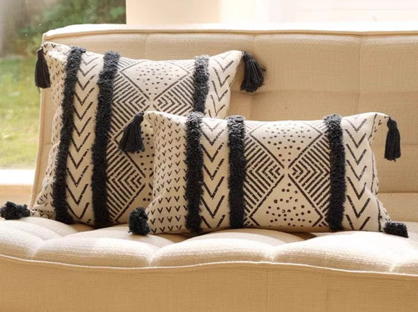 Decorative Sofa Pillow Covers, Oriental Square Pillows for Couch, Decorative Throw Pillows for Dining Room, Bohemian Geometric Modern Pillows-Silvia Home Craft