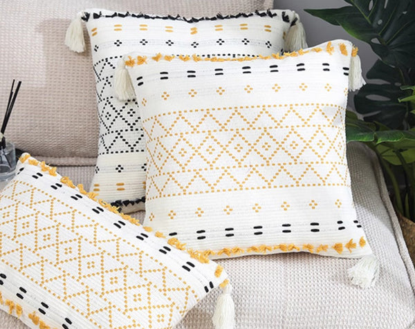 Square Pillows for Couch, Contemporary Modern Pillow Covers, Oriental Decorative Throw Pillows for Bedroom, Bohemian Decorative Sofa Pillows-Silvia Home Craft