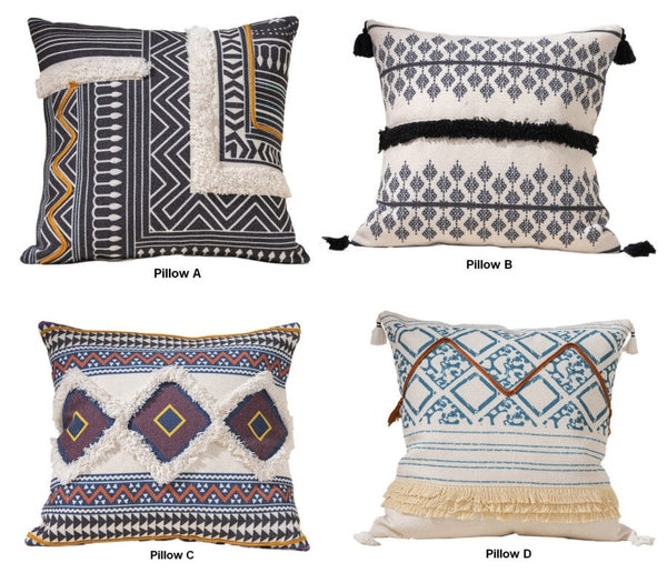 Bohemian Decorative Sofa Pillows for Bedroom, Decorative Square Pillow Covers, Geometric Pattern Decorative Pillow for Couch-Silvia Home Craft