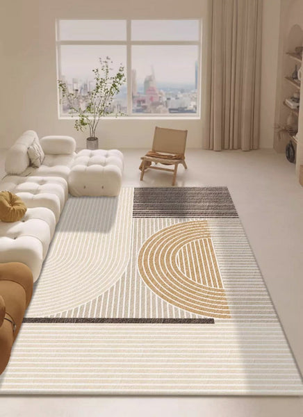 Contemporary Soft Rugs for Living Room, Bedroom Modern Rugs, Cream Color Geometric Modern Rugs, Modern Rugs for Dining Room-Silvia Home Craft