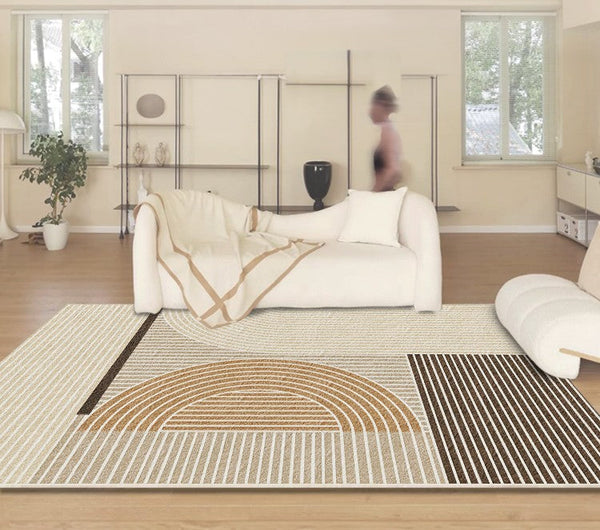 Contemporary Soft Rugs for Living Room, Bedroom Modern Rugs, Cream Color Geometric Modern Rugs, Modern Rugs for Dining Room-Silvia Home Craft