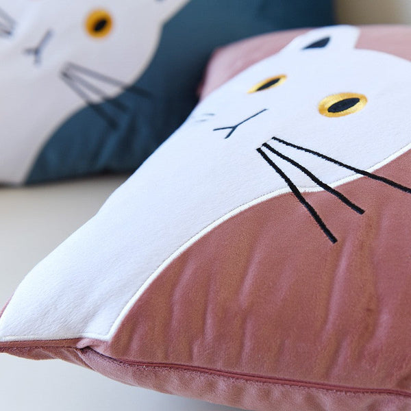 Modern Sofa Decorative Pillows, Lovely Cat Pillow Covers for Kid's Room, Cat Decorative Throw Pillows for Couch, Modern Decorative Throw Pillows-Silvia Home Craft