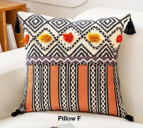 Oriental Square Pillows for Couch, Geometric Modern Pillows, Decorative Throw Pillows for Living Room, Bohemian Decorative Sofa Pillows-Silvia Home Craft