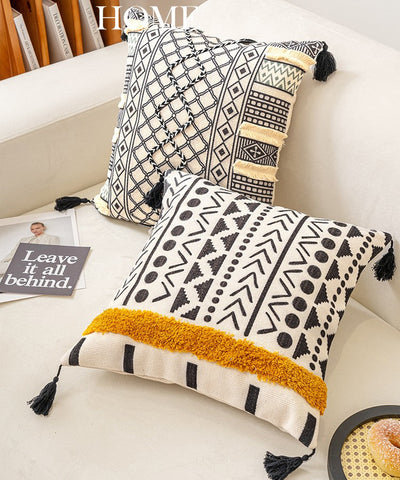 Unique Oriental Square Pillows for Bedroom, Geometric Modern Pillow Covers, Bohemian Decorative Sofa Pillows, Decorative Throw Pillows for Couch-Silvia Home Craft