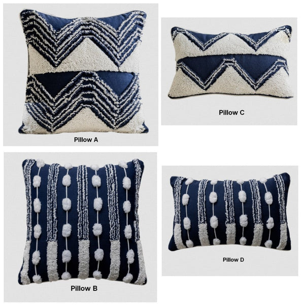 Modern Decorative Pillows for Bedroom, Decorative Pillow Covers, Blue Square Modern Decorative Pillows for Couch, Contemporary Modern Sofa Pillows-Silvia Home Craft