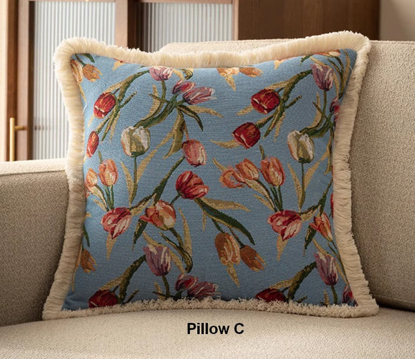 Tulip Flower Pillow Covers, Large Flower Decorative Pillows for Bedroom, Decorative Sofa Pillows for Couch, Farmhouse Decorative Pillows-Silvia Home Craft