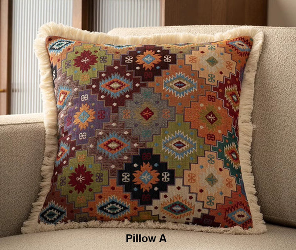 Bohemian Decorative Sofa Pillows for Living Room, Flower Decorative Pillows for Bedroom, Extra Large Modern Geometric Pillows-Silvia Home Craft