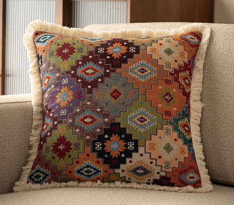 Bohemian Decorative Sofa Pillows for Living Room, Flower Decorative Pillows for Bedroom, Extra Large Modern Geometric Pillows-Silvia Home Craft