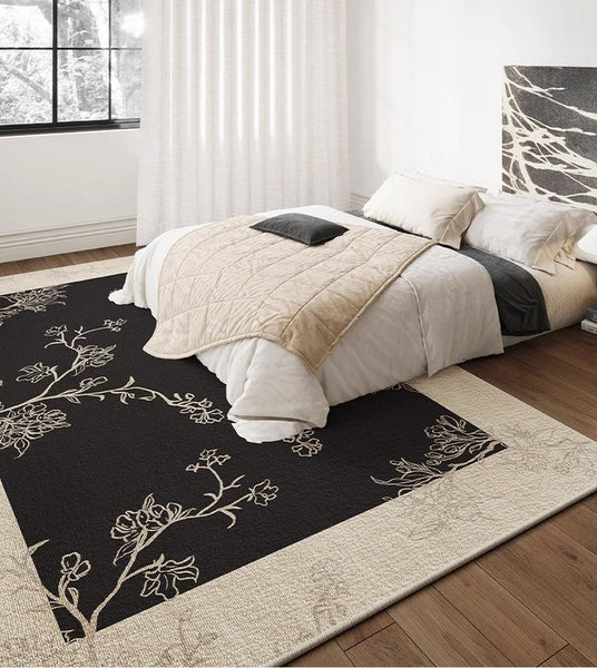 Bedroom Modern Rugs, French Style Flower Pattern Rugs for Interior Design, Contemporary Modern Rugs under Dining Room Table, Flower Pattern Modern Rugs for Living Room-Silvia Home Craft