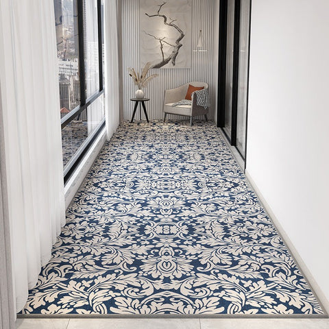 Bedroom Runner Rugs, Stain-resistant Non Slip Entrance Hallway Runners, Extra Long Narrow Blue Runner Rugs, Modern Long Hallway Runners, Contemporary Entryway Runner Rug Ideas-Silvia Home Craft