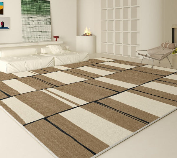 Large Soft Rugs for Bedroom, Abstract Contemporary Modern Rugs for Living Room, Geometric Modern Rug Placement Ideas for Dining Room-Silvia Home Craft